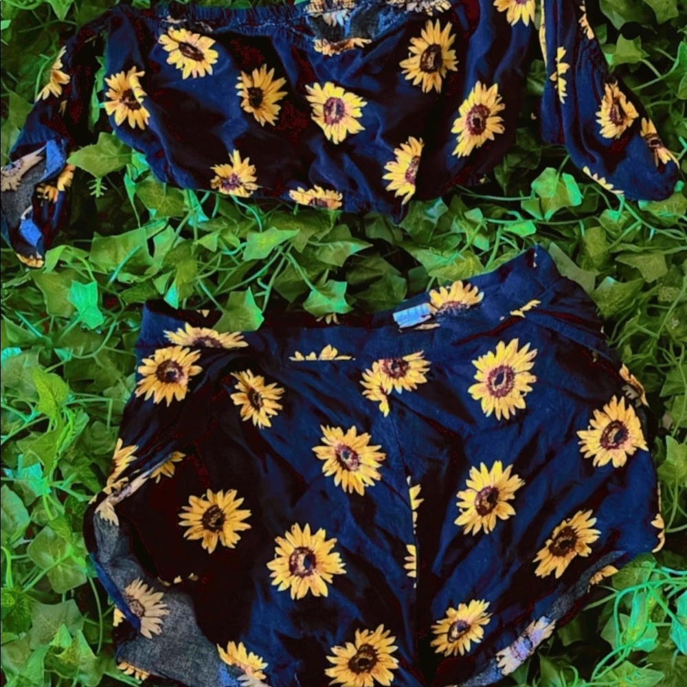 Yellow Sunflower 2-Piece Crop Top